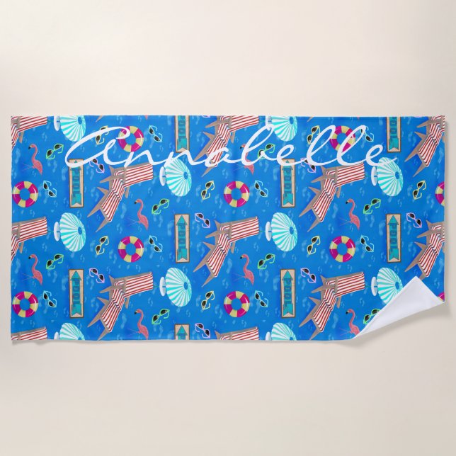 Vintag 50er Pool Party Personalisiert Strandtuch (Vorderseite)