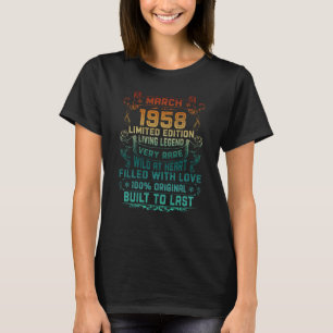 Vintag 65 Jahre alter März 1958 65. Geburtstag T-Shirt