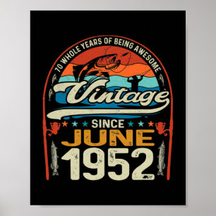 Vintag 70. Geburtstag Juni 1952 70 Jahre alt Poster