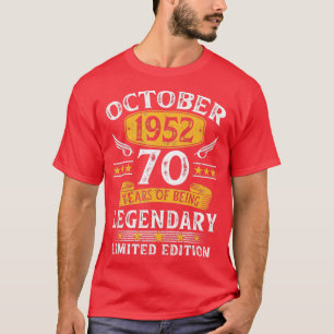 Vintag 70. Geburtstag Oktober 1952 70 Jahre alt G T-Shirt