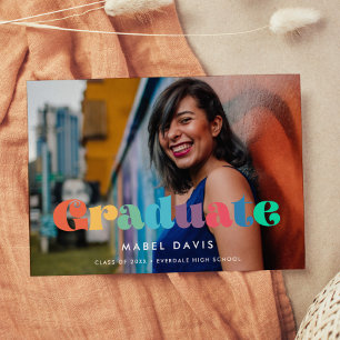 Vintag 70er Foto Abschluss Ankündigung