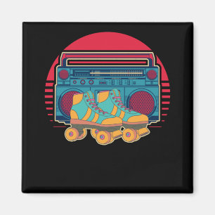 Vintag 80er Roller Skaten Girl Disco Rollerskates Magnet