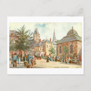 Vintag Aachen Deutschland Fischmarkt Postkarte