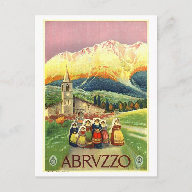 Vintag Abruzzo Italien Reiseplakat Postkarte (Vorderseite)