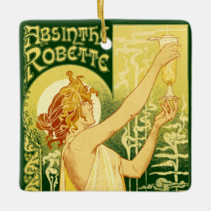 Vintag Absinthe Robette Poster Keramikornament