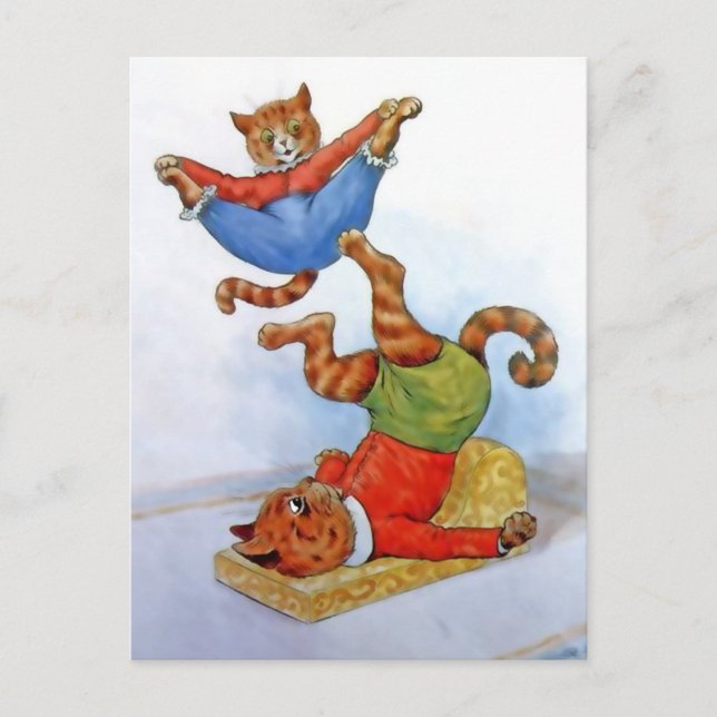 Vintag Acrobat Cats Postkarte (Vorderseite)