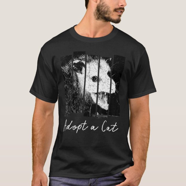 Vintag Adoptiert Cat Opossum T-Shirt (Vorderseite)