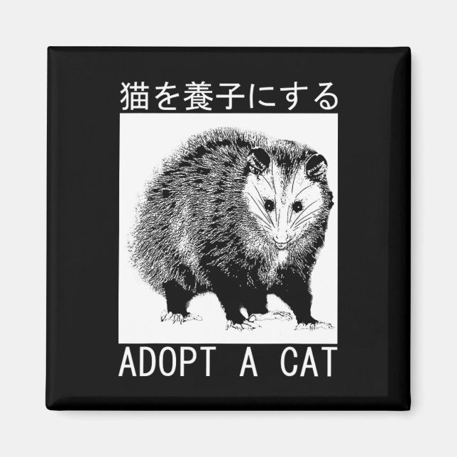 Vintag Adoptiert eine Katze Possum japanisches Opo Magnet (Vorne)