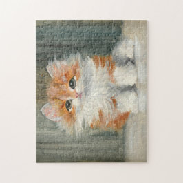 Vintag Adorable Kitten Meta Plückebaum Malerei Puzzle
