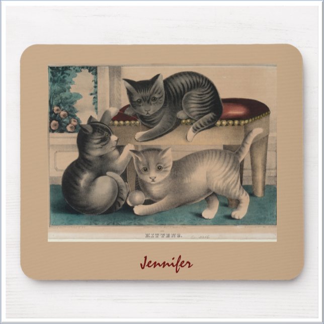 Vintag Adorable Kittens Lithograph Mousepad (Von Creator hochgeladen)