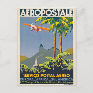 Vintag Aeropostale Travel Postcard Postkarte