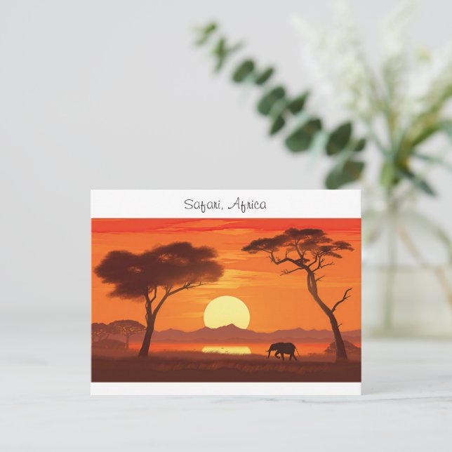 Vintag African Safari Postkarte (Stehend Vorderseite)