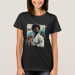 Vintag Afro American Samurai japanischer Stil Bush T-Shirt