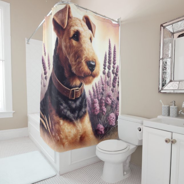 Vintag Airedale Terrier Painting Duschvorhang (Beispiel)