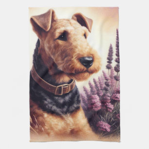 Vintag Airedale Terrier Painting Geschirrtuch