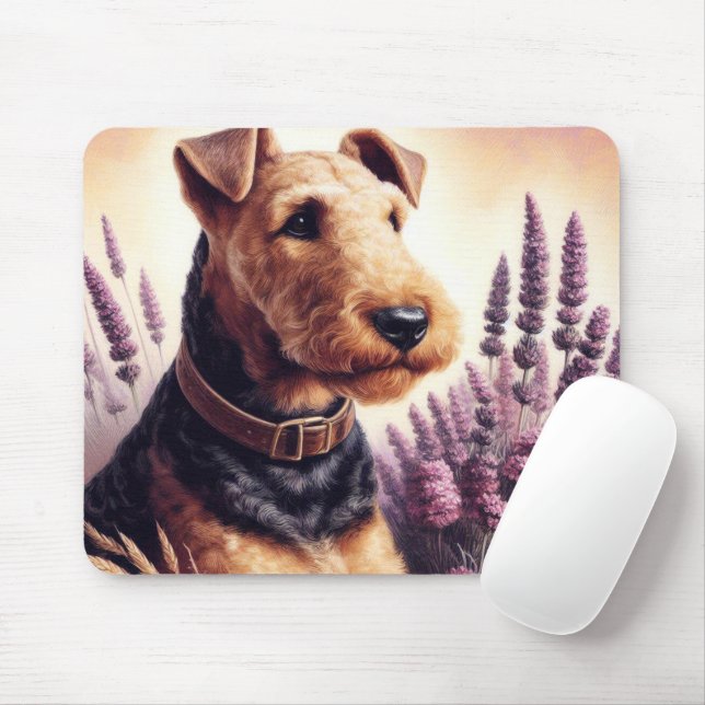 Vintag Airedale Terrier Painting Mousepad (Mit Mouse)
