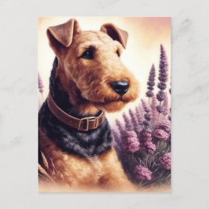 Vintag Airedale Terrier Painting Postkarte