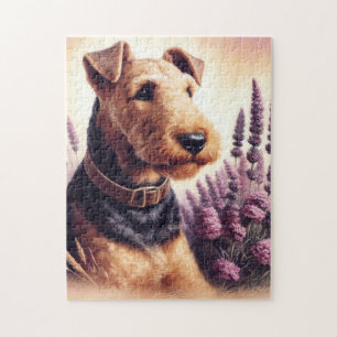 Vintag Airedale Terrier Painting Puzzle