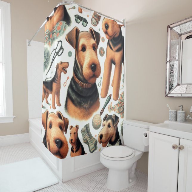 Vintag Airedale Terrier Seamless Duschvorhang (Beispiel)