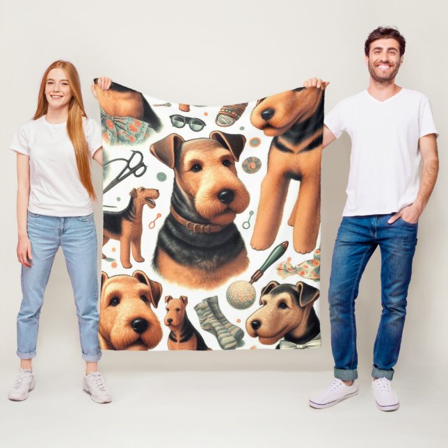 Vintag Airedale Terrier Seamless Fleecedecke (Beispiel)
