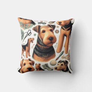 Vintag Airedale Terrier Seamless Kissen
