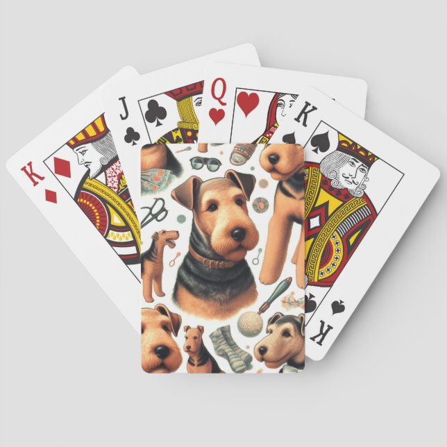 Vintag Airedale Terrier Seamless Spielkarten (Rückseite)