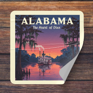 Vintag Alabama Quadratischer Aufkleber