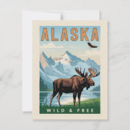 Vintag Alaska Elche Wild & Gratis Postkarte