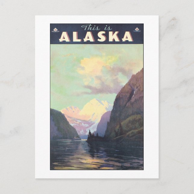 Vintag Alaska Poster Postkarte (Vorderseite)
