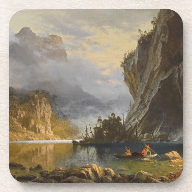 Vintag Albert Bierstadt Amerikanischen Ureinwohner Getränkeuntersetzer (Vorderseite)