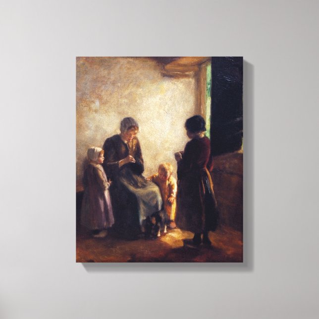 Vintag Albert Neuhuys die offene Tür Leinwanddruck (Vorderseite)