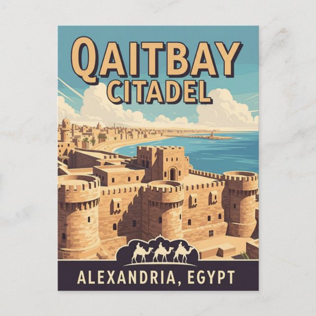 Vintag Alexandria Qaitbay Citadel Travel Postkarte (Vorderseite)