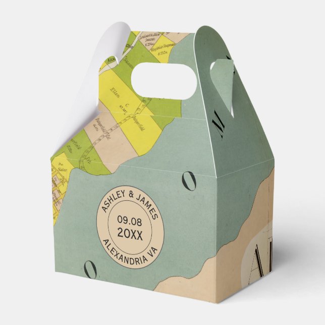 Vintag Alexandria VA Map Wedding Geschenkschachtel (Vorderseite)