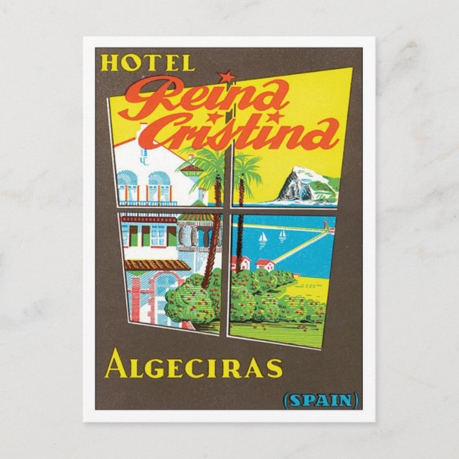 Vintag Algeciras Spanien Hotel Postkarte