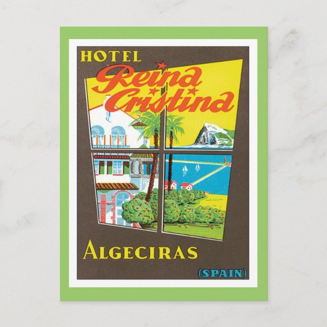 Vintag Algeciras Spanien Hotel Postkarte (Vorderseite)