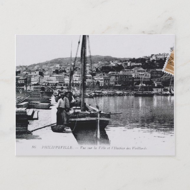 Vintag Algerien Philippeville Fischerboot, 1912 Postkarte (Vorderseite)
