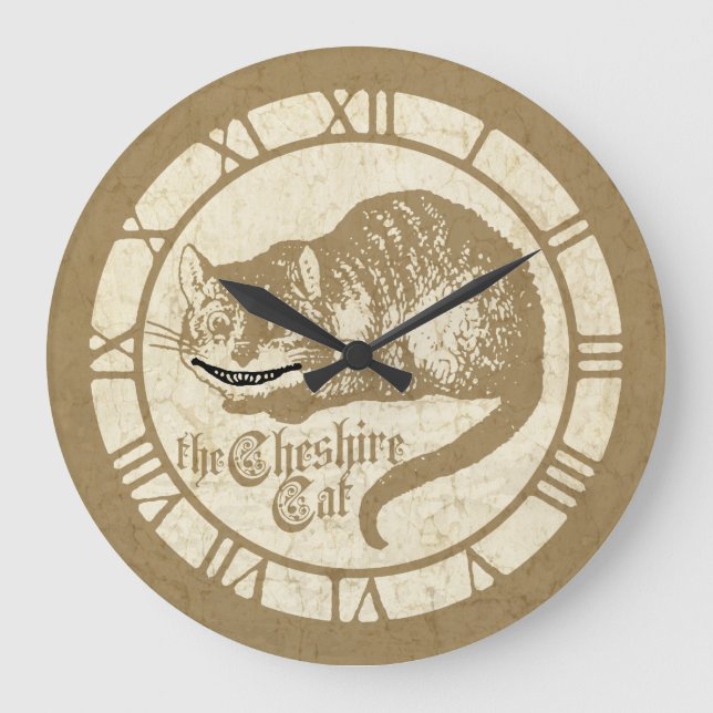 Vintag Alice Cheshire Cat Große Wanduhr (Vorderseite)