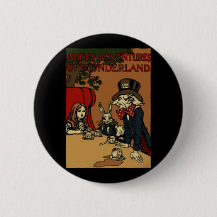 Vintag Alice Cover Mad Tea Party Button