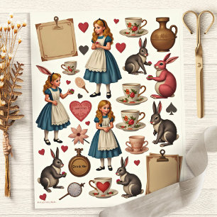 Vintag Alice Fussy Cut Scrapbook Paper