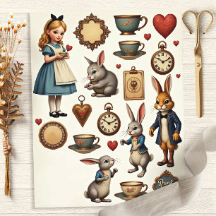 Vintag Alice Fussy Cut Wonderland Design