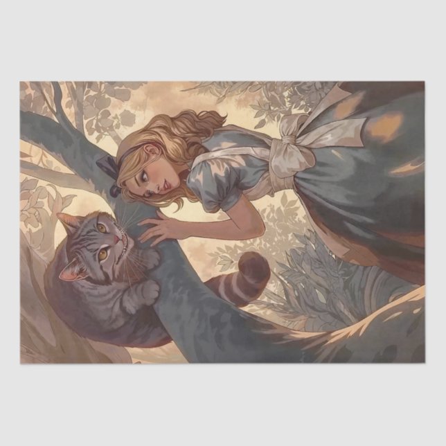 Vintag Alice und die Cheshire Cat Seidenpapier (Vorderseite)