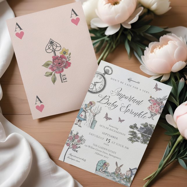 Vintag Alice Wonderland Storybook Baby Sprinkle Einladung (Vintage Alice Wonderland Storybook Baby Sprinkle Invitation)