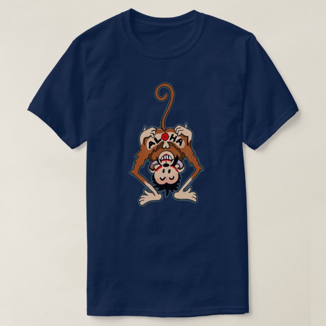 Vintag Aloha Monkey Tattoo T-Shirt (Design vorne)