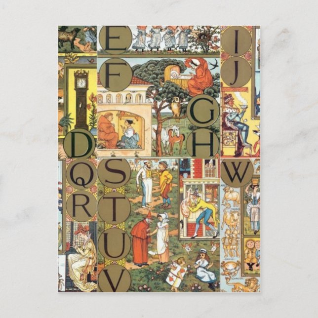 Vintag Alphabet Postkarte (Vorderseite)