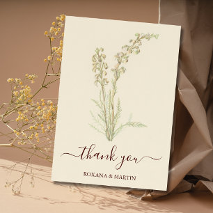 Vintag Alpine Fernleaf Watercolor Vielen Dank Karte