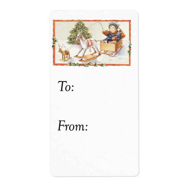 Vintag, als wäre man ein Weihnachtsgeschenk-Tag (Vorne)