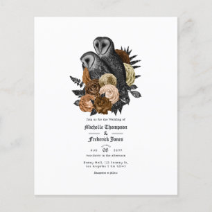 Vintag Amber Owls Gothic Wedding Einladung Flyer