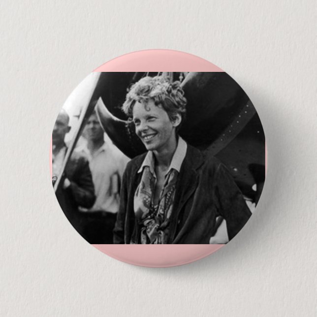 Vintag Amelia Earhart Foto Portrait Button (Vorderseite)