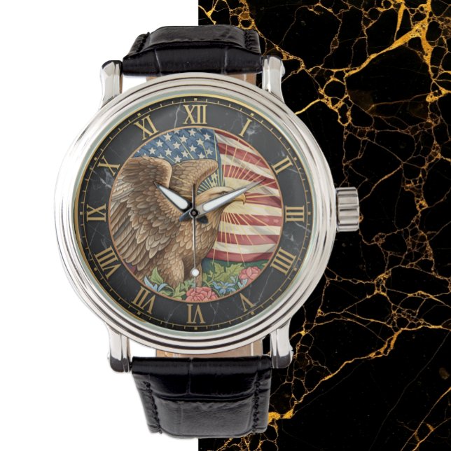 Vintag American Eagle Watch, American Flag / USA Armbanduhr (Vintage American Flag Watch / American Eagle)