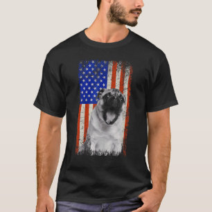 Vintag American Flag Mops Hund Vater Mama Welpe Pa T-Shirt